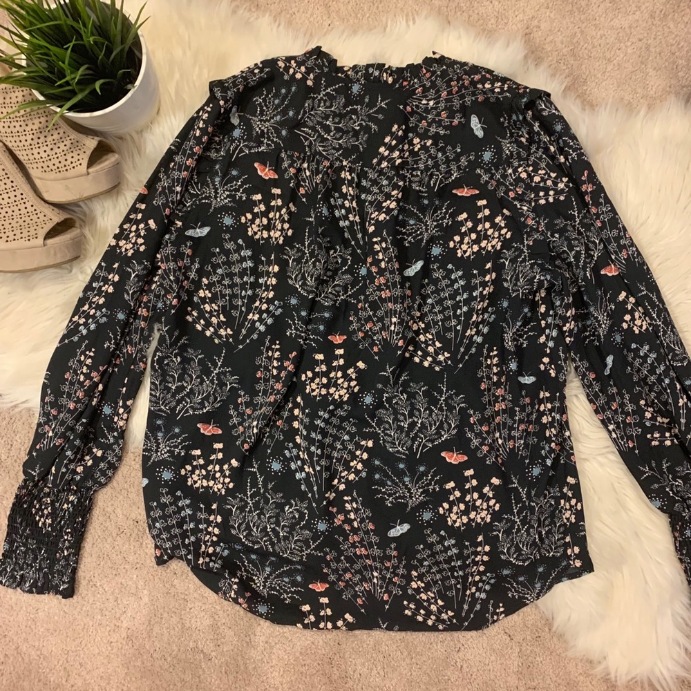 Loft Grey Floral Blouse - Picture 5 of 6